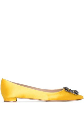 Manolo Blahnik Hangisi buckle-detail ballerina shoes - Giallo