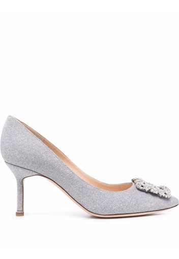 Manolo Blahnik Hangisi crystal-buckle pumps - Grigio