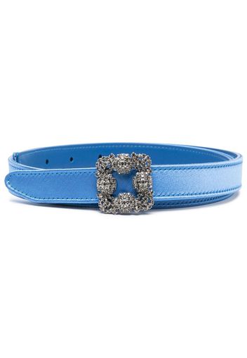 Manolo Blahnik Hangisi 20mm crystal-embellished belt - Blu