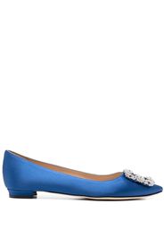 Manolo Blahnik Hangisi buckle-detail ballerina shoes - Blu