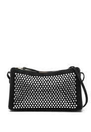 Manu Atelier crystal-embellished suede shoulder bag - Nero