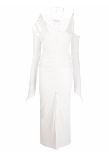 MANURI cut-out strap-detail fitted long dress - Bianco