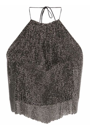 MANURI metallic halterneck backless blouse - Grigio