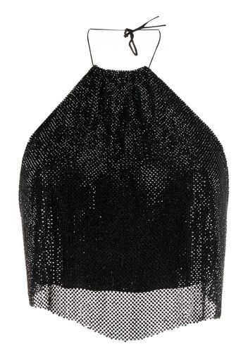 MANURI Top crop con strass - Nero