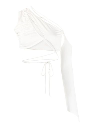 MANURI Giuly asymmetric crop top - Bianco