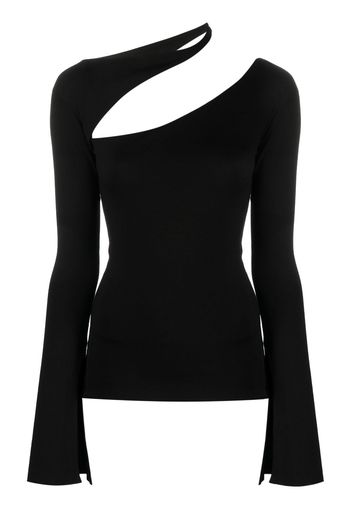 MANURI Top asimmetrico con dettaglio cut-out - Nero