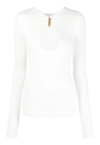 MANURI Top a maniche lunghe con cut-out - Bianco