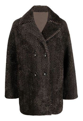 Manzoni 24 herringbone-pattern sheepskin coat - Marrone