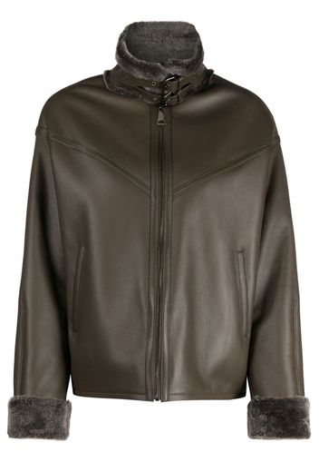 Manzoni 24 shearling-trim leather jacket - Marrone