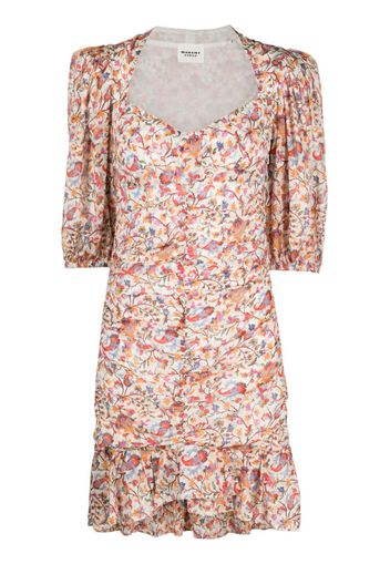 MARANT ÉTOILE floral-print ruffled minidress - Arancione