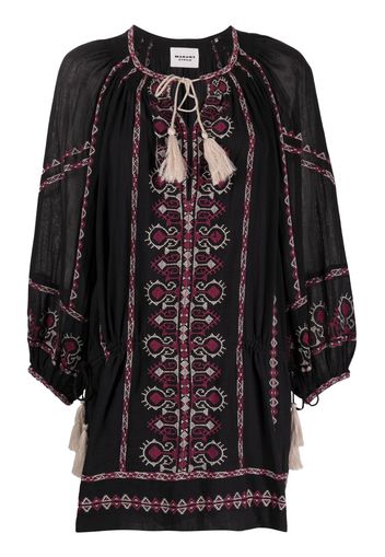 MARANT ÉTOILE parsley-embroidered cotton dress - Nero