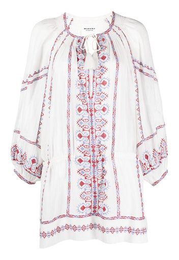 MARANT ÉTOILE embroidered cotton tunic - Bianco