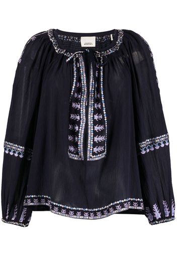 MARANT ÉTOILE embroidered-design long-sleeve blouse - Blu