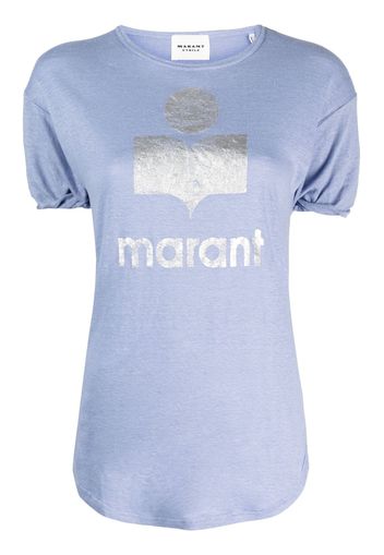 MARANT ÉTOILE logo-print linen T-shirt - Blu