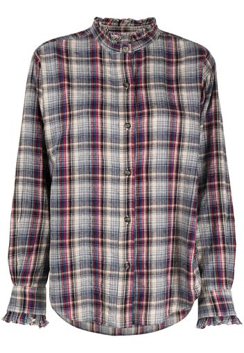 MARANT ÉTOILE frilled-collar plaid shirt - Blu