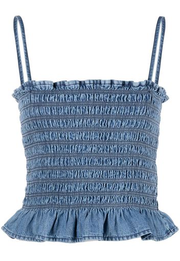 MARANT ÉTOILE shirred denim sleeveless top - Blu