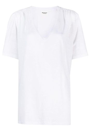 MARANT ÉTOILE V-neck linen T-shirt - Bianco