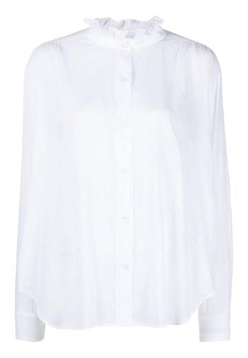 MARANT ÉTOILE frilled-neck cotton shirt - Bianco
