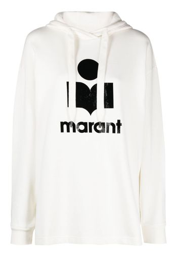 MARANT ÉTOILE flocked logo-print hoodie - Bianco