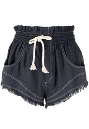 MARANT ÉTOILE drawstring frayed silk shorts - Nero