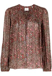 MARANT ÉTOILE floral-print tie-neck crepe blouse - Marrone