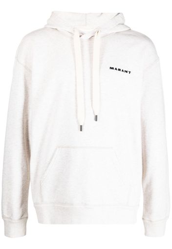 MARANT embroidered-logo drawstring hoodie - Toni neutri