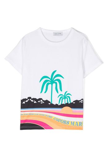 Marc Jacobs Kids landscape-print round-neck T-shirt - Bianco