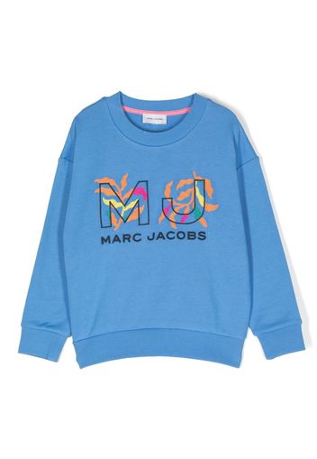 Marc Jacobs Kids logo-embroidered crew-neck sweatshirt - Blu