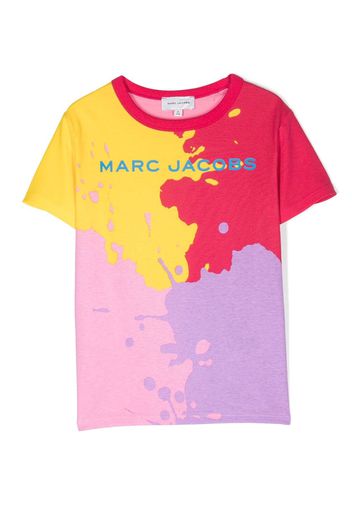 Marc Jacobs Kids colour-block splatter-print T-shirt - Rosa