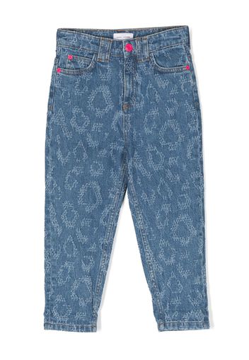 Marc Jacobs Kids cheetah-print tapered-leg jeans - Blu