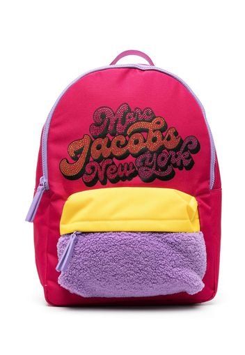 Marc Jacobs Kids rhinestone-logo colourblock backpack - Rosa