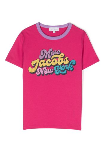 Marc Jacobs Kids glitter logo-print T-shirt - Rosa