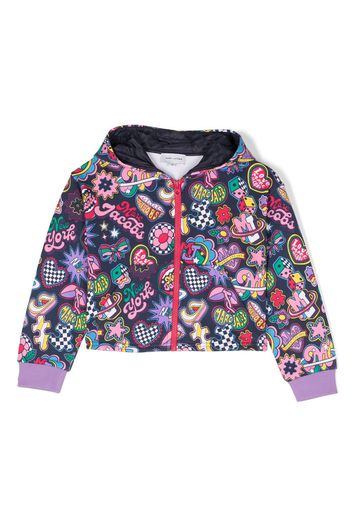 Marc Jacobs Kids graphic-print zip-up hooded jacket - Blu