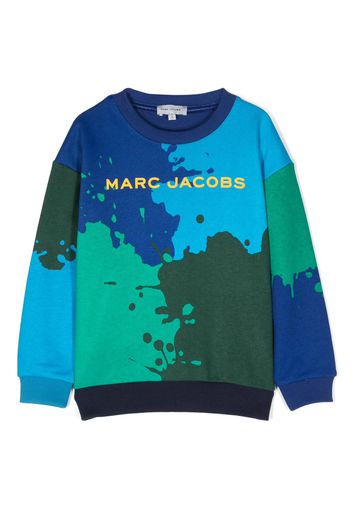Marc Jacobs Kids paint splatter-print crew-neck sweatshirt - Blu