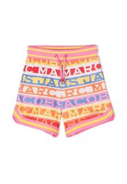 Marc Jacobs Kids logo-stripe perforated shorts - Rosa