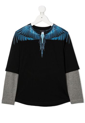 wing-print crew neck top