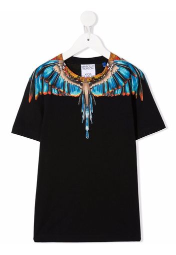 Marcelo Burlon County Of Milan Kids BLUE GRIZZLY WINGS TEE S/S BLACK LIGHT B - Nero