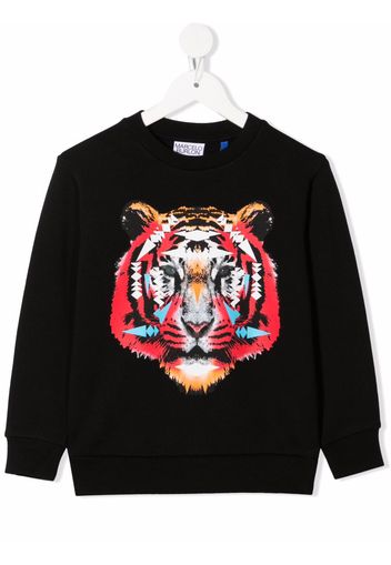 Marcelo Burlon County Of Milan Kids CROSS TIGER CREWNECK BLACK CORAL RED - Nero