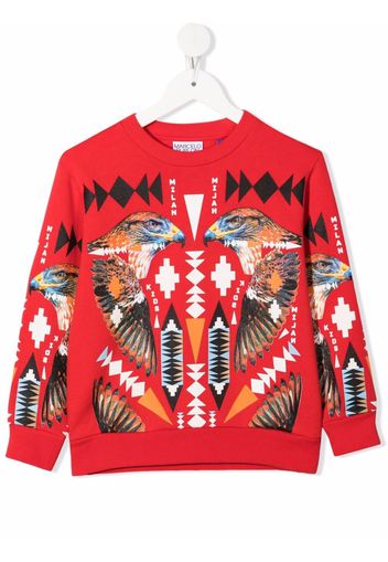 Marcelo Burlon County Of Milan Kids CROSS FALCO CREWNECK RED MULTICOLOR - Rosso