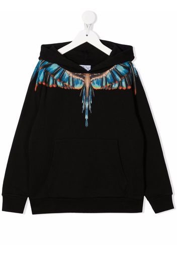 Marcelo Burlon County Of Milan Kids BLUE GRIZZLY WINGS HOODIE BLACK LIGHT BL - Nero