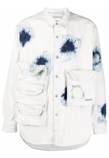 Marcelo Burlon County of Milan SHIBORI ZIP POCKET DNM SHIRT WHITE DARK - Bianco