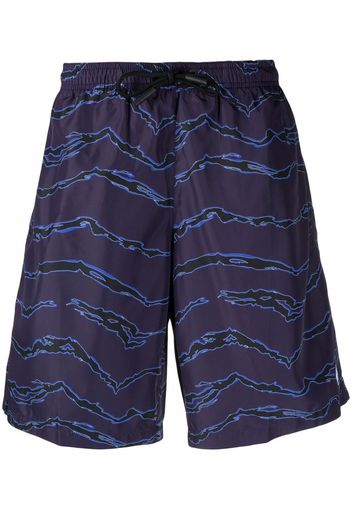 Marcelo Burlon County of Milan ALL OVER CAMOU BOARDSHORTS DARK BLUE BLU