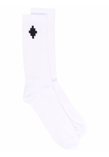 Marcelo Burlon County of Milan CROSS SIDEWAY MIDHIGH SOCKS WHITE BLACK - Bianco