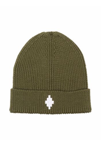 Marcelo Burlon County Of Milan Kids LOGO CROSS BEANIE MILITARY WHITE - Verde