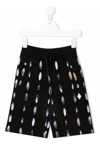 Marcelo Burlon County Of Milan Kids feather-print cotton-blend track shorts - Nero