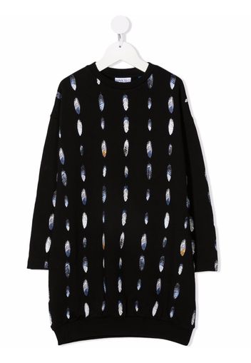 Marcelo Burlon County Of Milan Kids feather-print sweatshirt dress - Nero