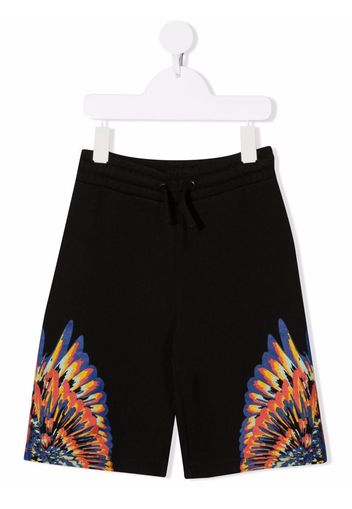 Marcelo Burlon County Of Milan Kids TEMPERA WINGS SWEATSHORT BLACK MULTICOLO - Nero