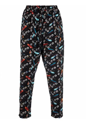 Marcelo Burlon County of Milan ALL OVER HAWAII PAJAMAS PANTS BLACK WHIT - Nero