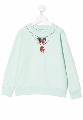 Marcelo Burlon County Of Milan Kids feather necklace print sweatshirt - Verde