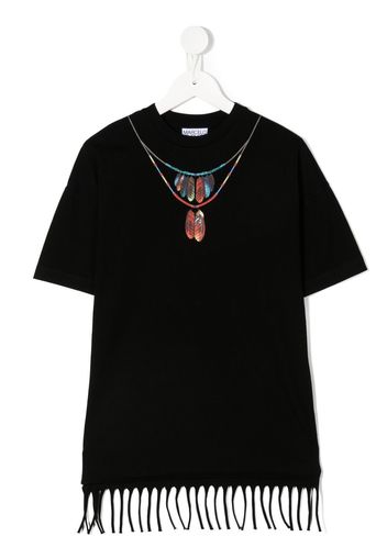 Marcelo Burlon County Of Milan Kids necklace-print fringed dress - Nero